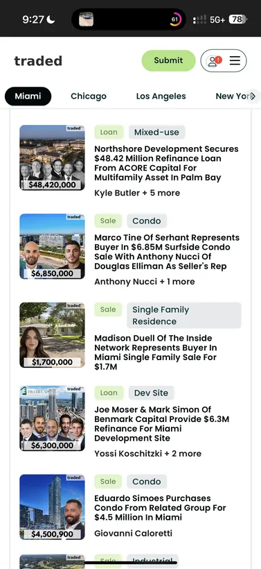 Traded Miami deal feed